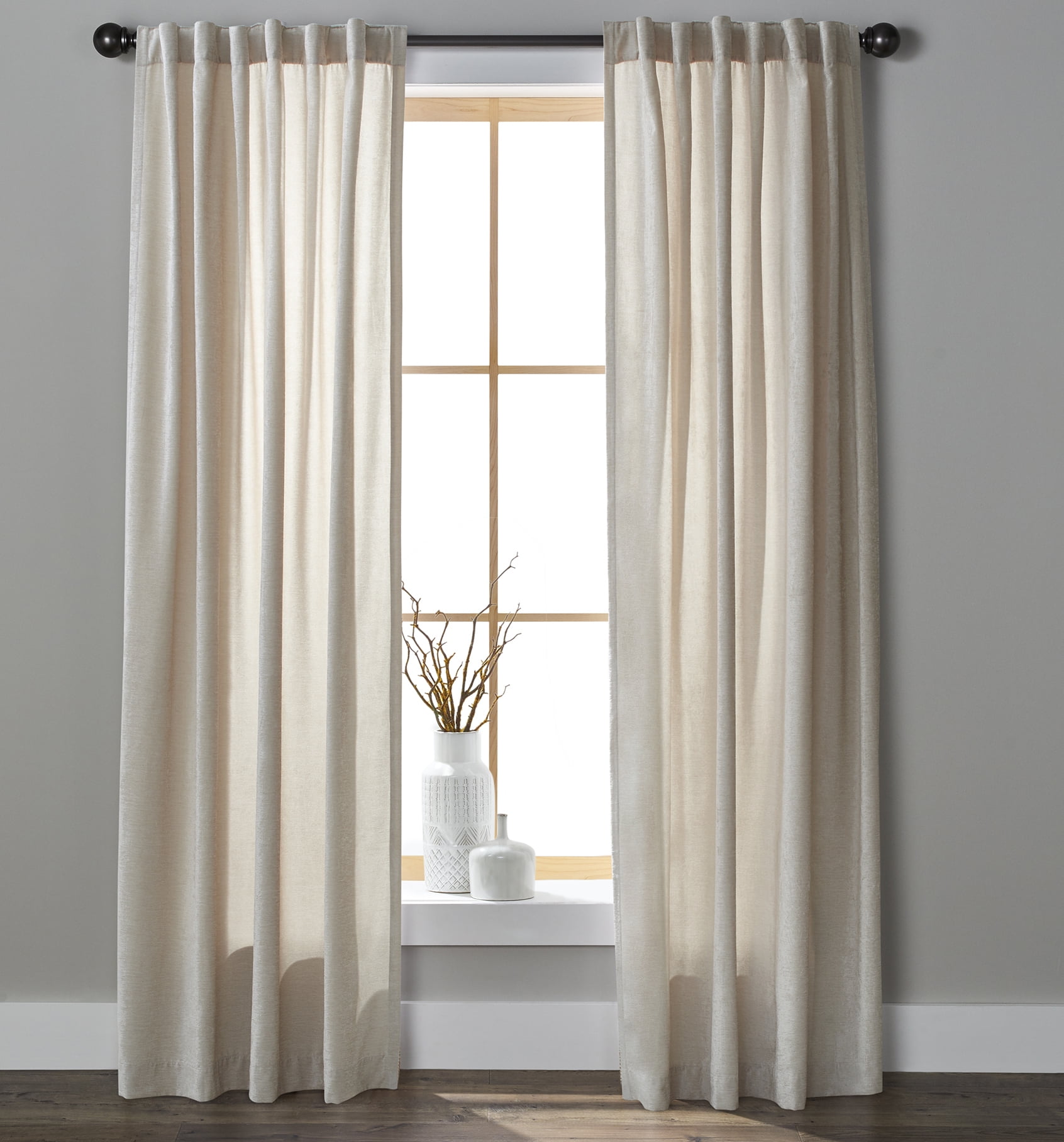Better Homes & Gardens Light Filtering Chenille Curtain, Papyrus Beige ...