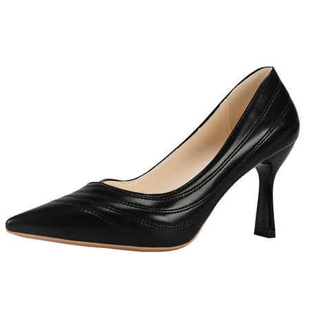 

Pumps for Women Fashion Summer Women Pumps Pointed Toe High Heeled Cross Design Stitching Casual Sexy Style PU Dress Sandals for Women Black