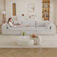 thumbnail image 3 of MAYEERTY 118.2" Cloud Sofa White Corduroy Fabric Deep Seat Double-Layer Design Removable Cushion No Assembly DIY Combination for Multi-Rooms, 3 of 6