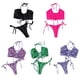 thumbnail image 3 of Conjunto traje baño para mujer, top con cuello halter y calzoncillos cintura traje baño piezas con 3D, 3 of 3