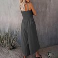 thumbnail image 4 of qolati Jumpsuits for Women 2024 Summer Dressy Spaghetti Straps Ruched Drawstring Wide Leg Romper Casual Tank Overalls Outfits with Pockets, 4 of 7