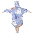 thumbnail image 2 of FORMRS Wearable Blanket Hoodie with Sleeves for Kids Cozy Flannel Sweatshirt, Blue Halloween, 2 of 7