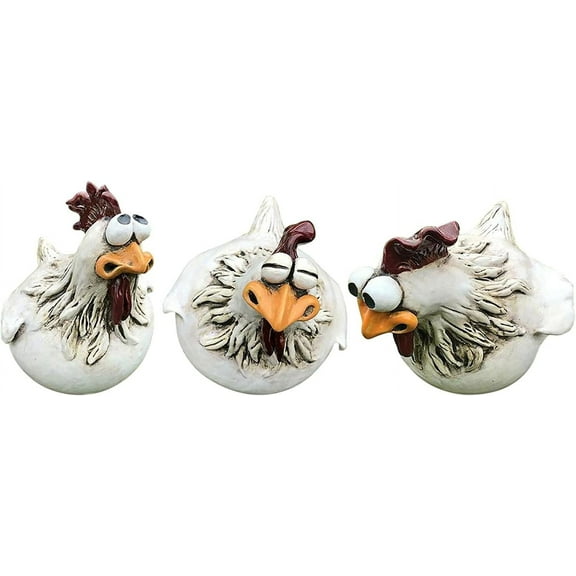 Feniyue Funny Chicken Decor Garden Statues, Resin Chicken Statues Outdoor Decorative Garden Stakes, Chicken Yard Art Sculptures