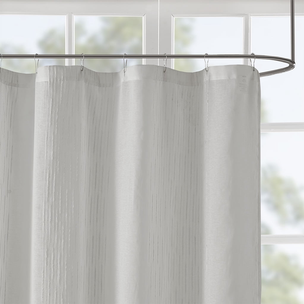 MAYEERTY Grey Sheer Bathroom Shower Curtains with 12 pcs Hooks,72" x 72"