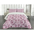 thumbnail image 3 of Ambesonne Purple Quilted Bedspread Set 3 Pcs, Romantic Birds Flowers, Queen Size, Mauve Plum Pink, 3 of 5