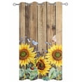 thumbnail image 2 of nqOlkjepod Outdoor Curtains for Patio Waterproof, Sunflowers Outdoor Privacy Panels Grommet, Botanical Floral Butterfly Brown Wooden Grain Blackout Outside Curtains for Porch/Cabana 54"x84", 1 Panel, 2 of 8