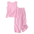 thumbnail image 6 of Teen Girls 2 Piece Linen Outfit Summer Linen Sets Sleeveless Cottonlinen Tank Tops Baggy Wide Leg Flowy Palazzo Pants Girls Two Piece Outfits Summer, 6 of 6
