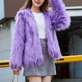 thumbnail image 6 of Baqcunre Women's Clothing, Womens Fall Open Front Cardigan Faux Fur Coat Vintage Parka Shaggy Jacket Warm Coat Tops Valentines Day Gifts, 1Pc Jacket Purple XL, 6 of 9
