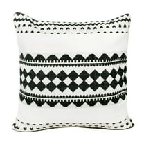LR Home Ox Bay Hand-Woven Black/White Geometric Cotton Blend Pillow Cover