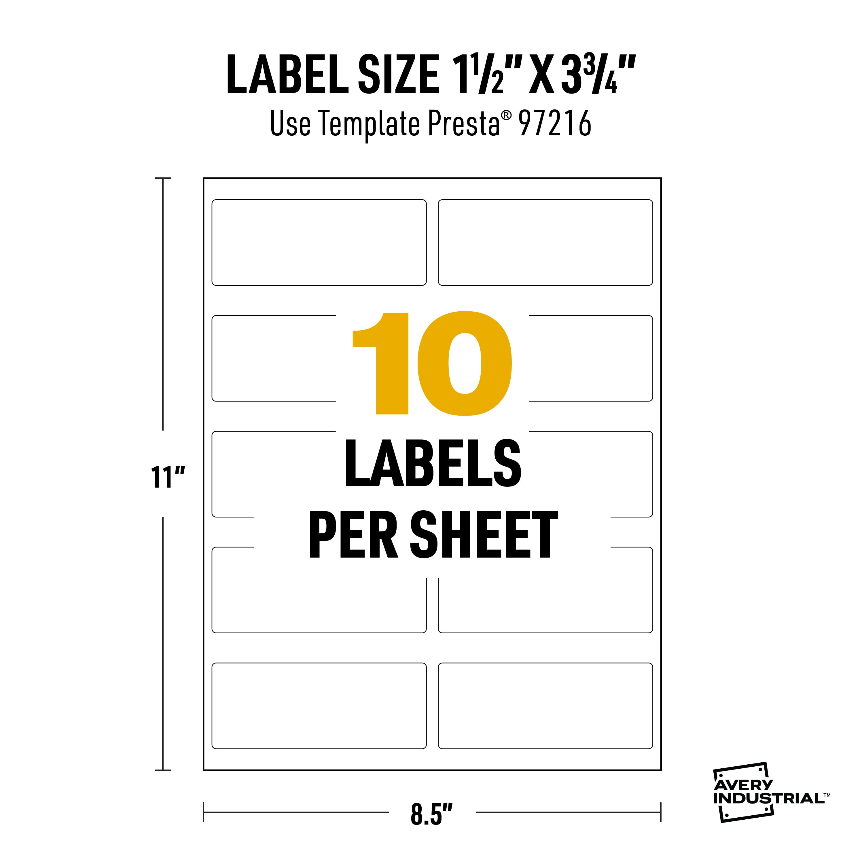 Avery UltraDuty GHS Labels 1-1/2" x 3-3/4", 250 Ct, Pigment Inkjet