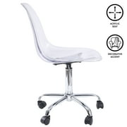 Urban Shop Acrylic and Metal Rolling Office Chair, Silver