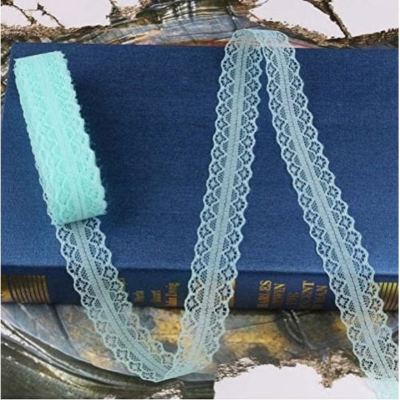 AK-Trading 1" Wide x 10 Yards SEA Green Floral Pattern Lace Ribbon for Decorating, Floral Designing and Crafts