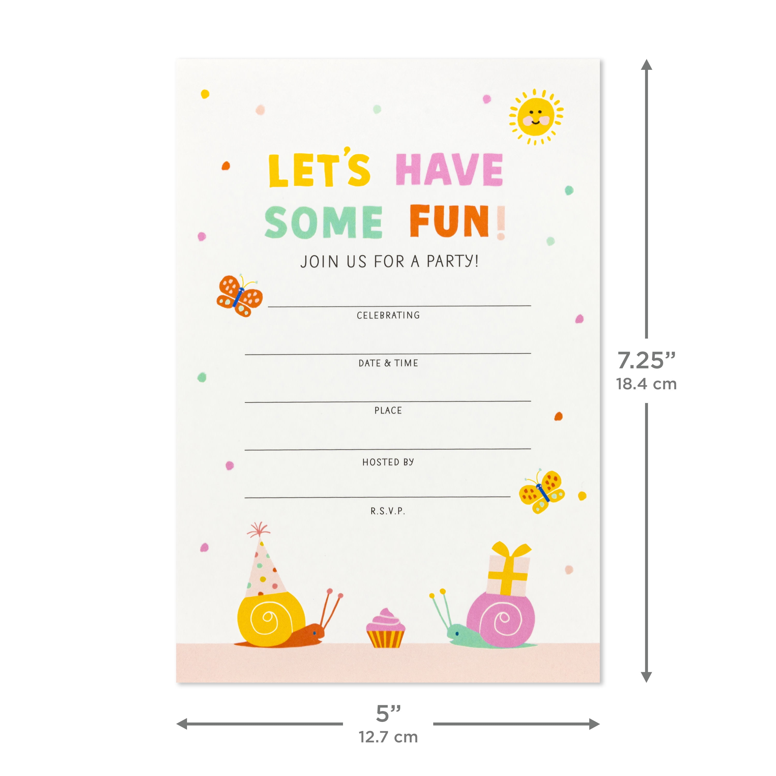 Hallmark Fill-in-the-Blank Kids Party Invitations (Colorful Snails), Pack of 10