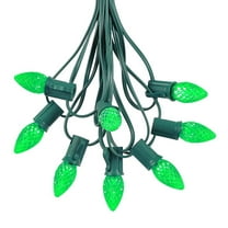 Novelty Lights 25 Foot C7 LED Outdoor Lighting Patio Christmas String Lights, Green, Green Wire, 25 Bulbs
