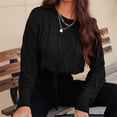 thumbnail image 2 of VISALY Pullover Crewneck Sweatshirt Knit Sweater Women's Cable Knit Sweaters Drop Shoulder Long Sleeve Crew Neck Casual Pullover Tops Crochet Sweaters Lightweight Pullover Soft Sweaters Black M, 2 of 9