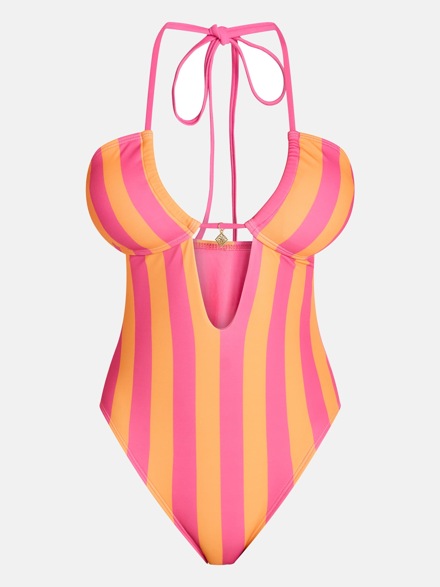 No Boundaries Halter Cutout One Piece Swimsuit, Women's XXS-XXL