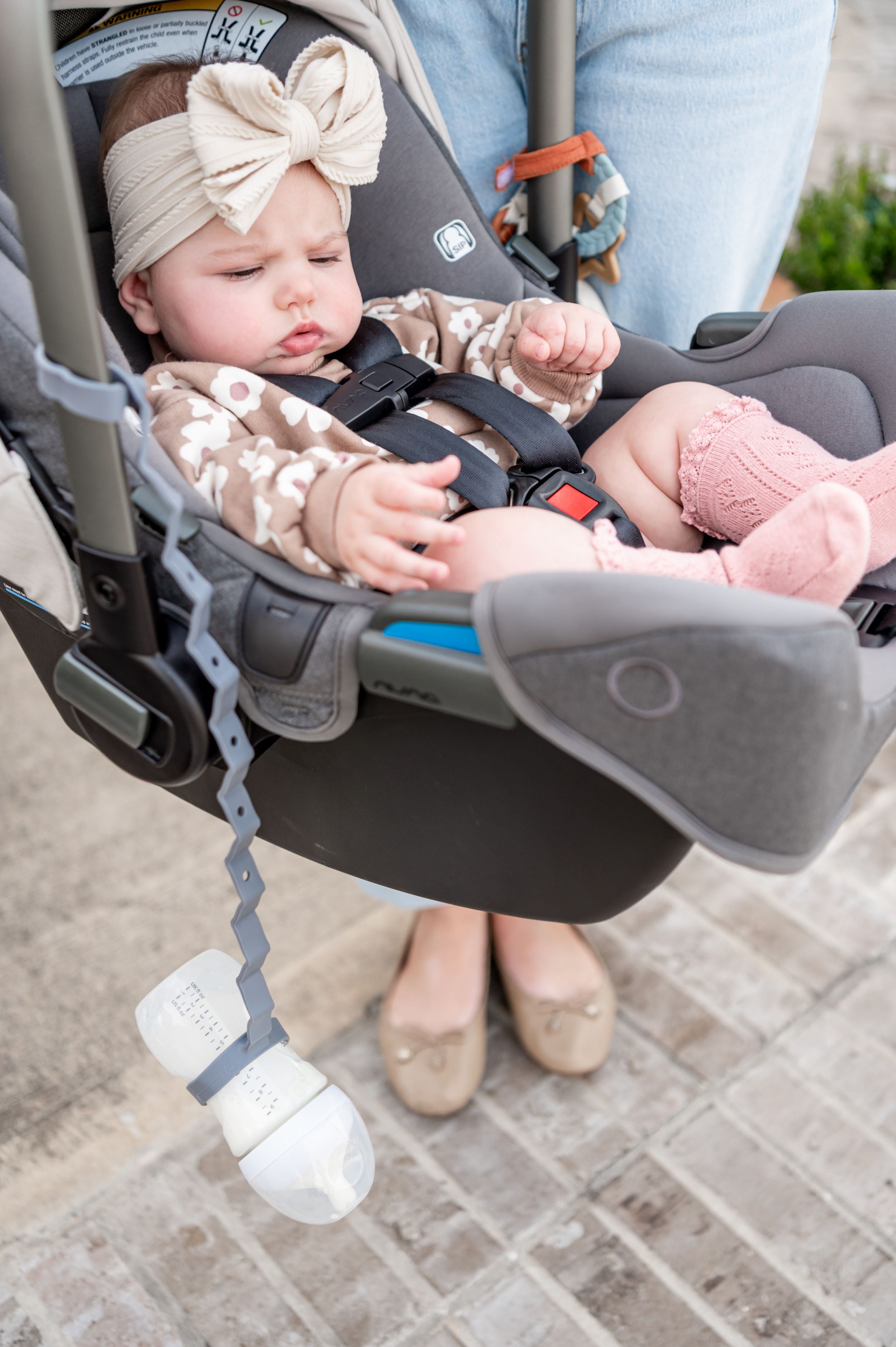 Busy Baby Food-Grade Silicone, BPA-Free Toy Bungee Strap, Pewter
