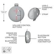 ULTIMATE EARS MINIROLL Ultra-Portable Waterproof Bluetooth Speaker, Big Bass, IP67 Dustproof, 131 ft (40 m) Range - Revive Grey