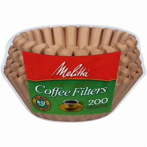 STARLIGHT- Melitta 8-12 Cup Basket Coffee Filters, Natural Brown, 200 Count