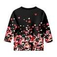thumbnail image 3 of Adeawade Girls Valentine'S Day T Shirts Long Sleeve T Shirt Floral Prints Top Crew Neck Tee Shirt Retro Summer Clothes 13-14 Years Black, 3 of 3
