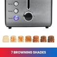 thumbnail image 7 of Total Chef 2 Slice Compact Wide Slot Toaster with 7 Shade Settings, Stainless Steel, Defrost and Reheat, Removable Crumb Tray, Easy to Clean, Black and Silver, 7 of 7
