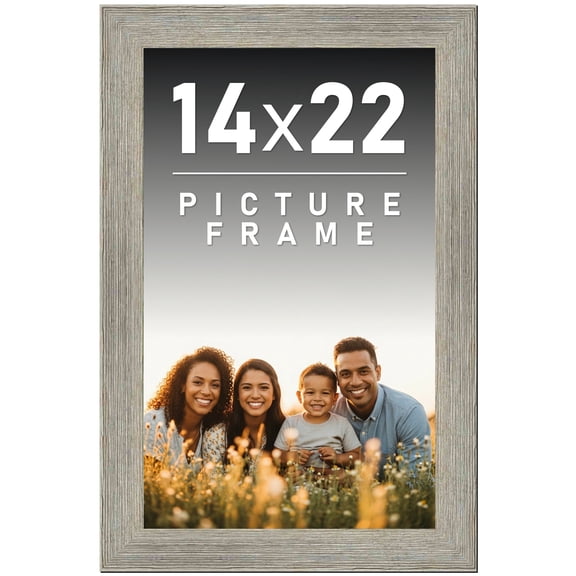 14x22 Frame Gray Barnwood Rustic Solid Wood Picture Frame | 1.5 Inch Moulding Width | Includes UV