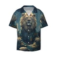 thumbnail image 3 of Cauagu Starry Sky Meditating Lion Men's Short Sleeve Button Down Hawaiian Shirt for Men Bowling Shirts Casual Summer Beach Shirt,X-Large, 3 of 6