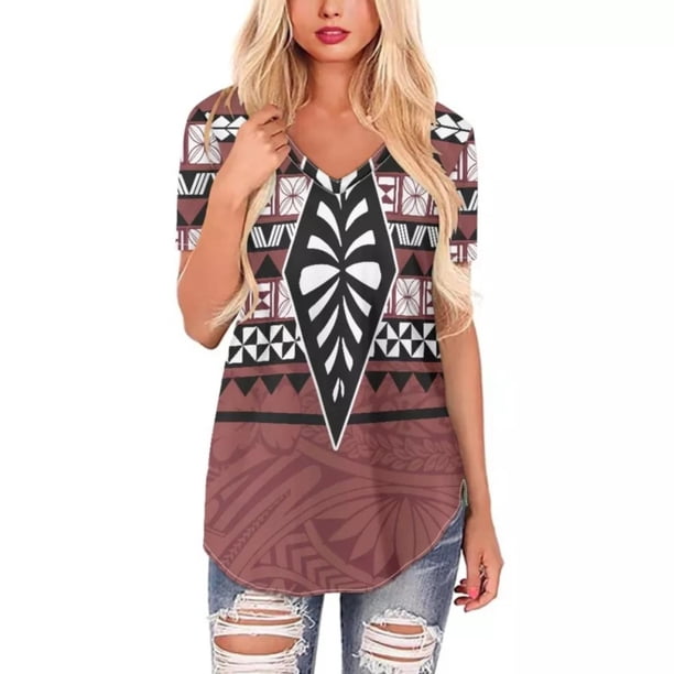 Gibobby Camisas mexicanas con cuello en V para mujer Camiseta manga corta informal con cuello en V estampada para mujer(I,M)
