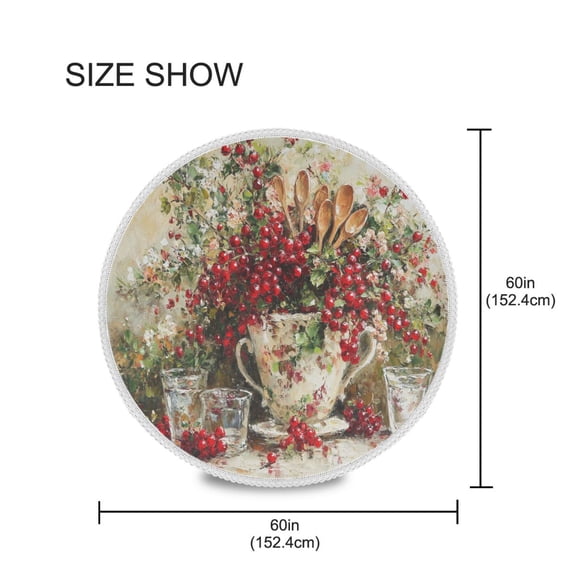 BZSMCE Round Tablecloth Red Cherry Pattern Pattern Tableclothes