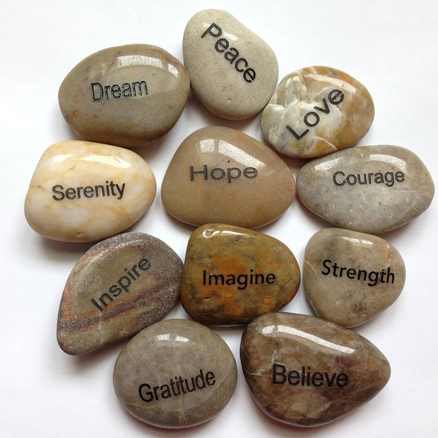 Engraved Stones with Inspirational Words River Rocks 