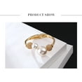 thumbnail image 4 of 14K Plated Gold Big Pearl Clasp Cuff Bracelets Asymmetric Broadside Ball Handcuffs Wrist Bangle for Women Girls Simple Fashion Jewelry, 4 of 14