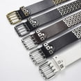 thumbnail image 3 of Nvzi-c 3 Row Studded Belts Punk Hip Hop Personalized Faux Leather Belts For Jeans Pants Black), 3 of 4