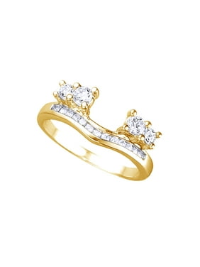 Ring Enhancers Product Image White Cubic Zirconia Solitaire Anniversary Wrap Enhancer Ring In 14k Yellow Gold Over Sterling Silver