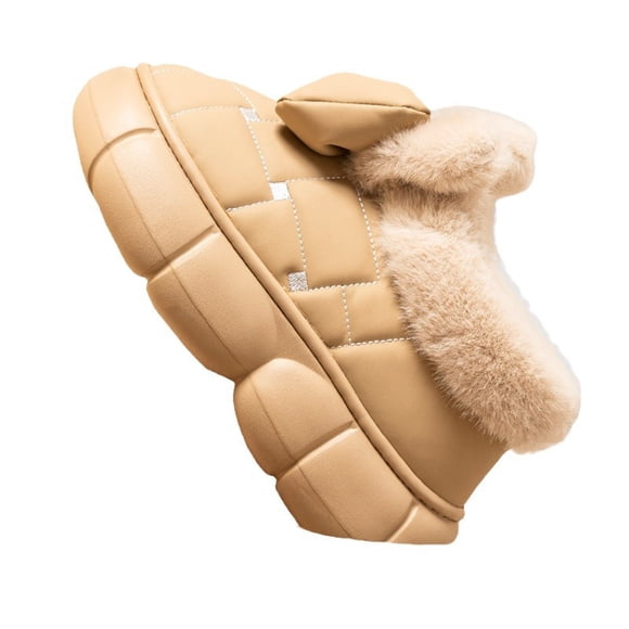 Nuevos zapatos de algodón para mujer, nuevos zapatos de algodón de suela gruesa con lazo de invierno, antideslizantes y de terciopelo, botas de nieve cálidas para el hogar y al aire libre
