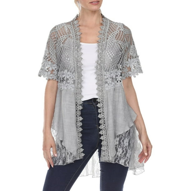 Simply Couture Simply Couture Short Sleeve Lace Mixed Media Jacket