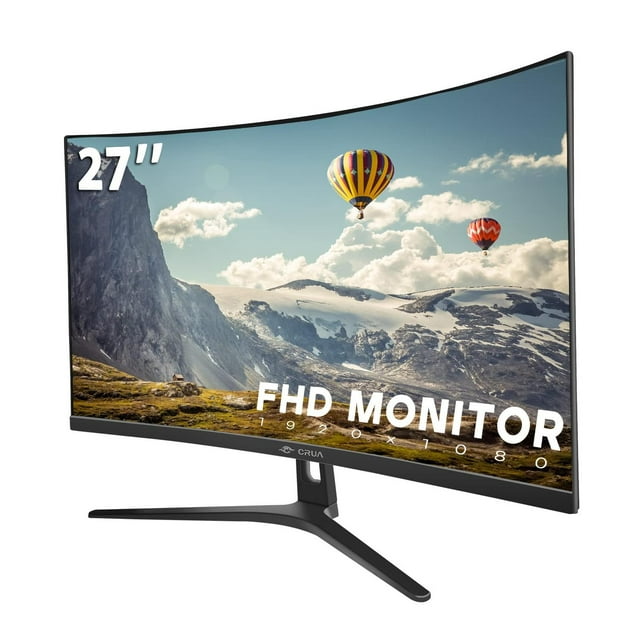 Monitor Curvo CRUA 27 Pulgadas Full HD 99% sRGB sin Marco para Oficina y Juegos
