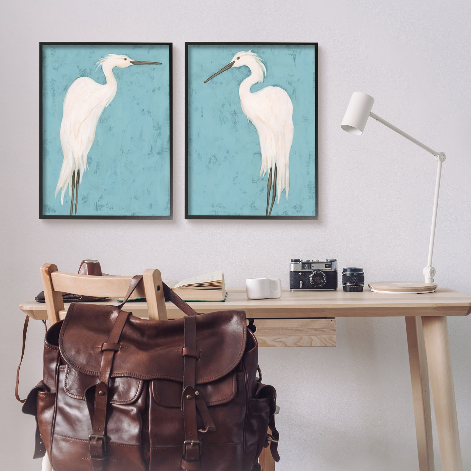 Stupell Industries Nautical Heron Casual Coastal Bird Distressed Blue Painting,24 x 30, Design by June Erica Vess