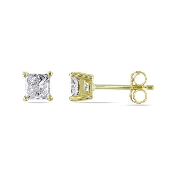 3/4 Carat (Ctw I1-I2 , H-I) Princess Cut Diamond Solitaire Stud Earrings in 14K Yellow Gold for Women
