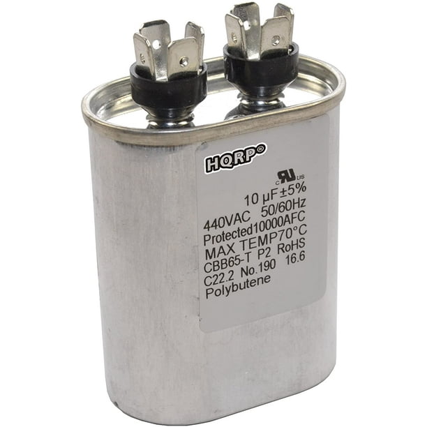 Hqrp 10uf 370 440v Capacitor Ac Electric Motor Run Start Hvac Blower Compressor Trane Furnace 10mfd 27l669 97f9002 Jandy Carrier Payne Walmart Com Walmart Com