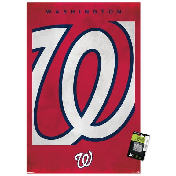 MLB Washington Nationals - Logo 25 Wall Poster with Pushpins, 22.375" x 34"