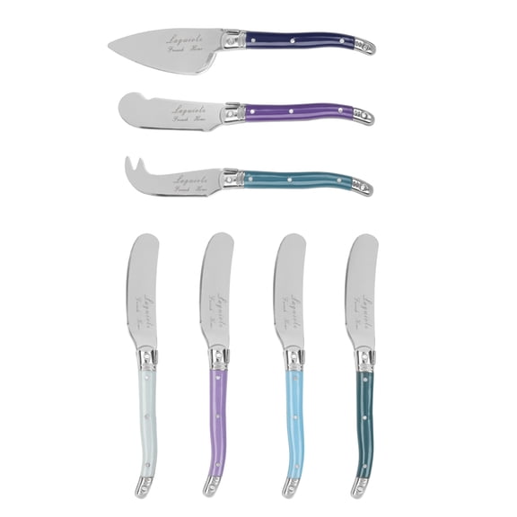 French Home 7-Piece Laguiole Cheese Knives and Spreaders - Plum Rose