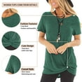 thumbnail image 4 of SHIBEVER Summer Short Sleeve Casual Loose Tops for Women Fashion Twist Knotted Blouses Tunic T Shirt Green 2XL, 4 of 5