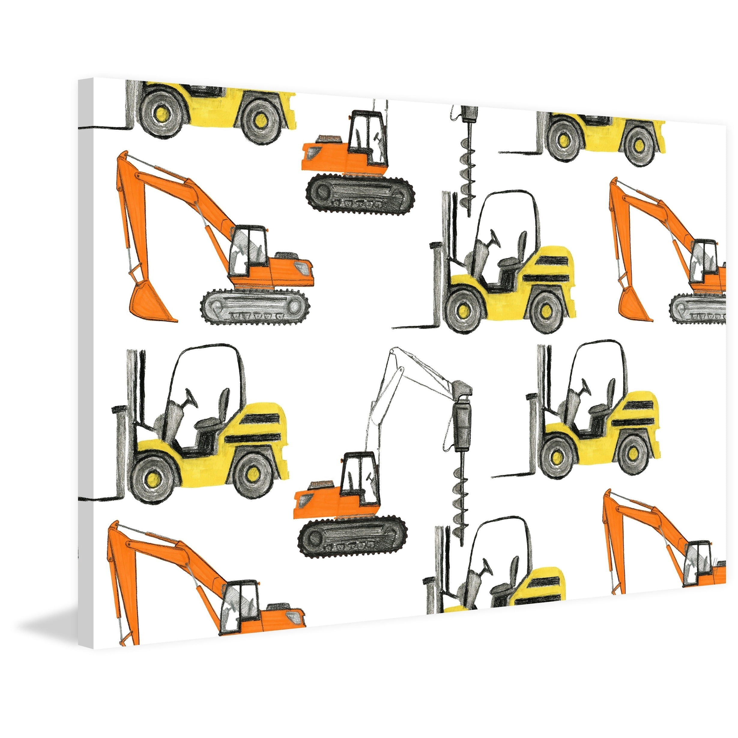 Marmont Hill Yellow and Orange Trucks Canvas Wall Art