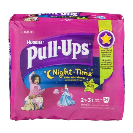 Huggies Pull-Ups Disney PrincessTraining Pants Night Time Glow In The Dark Size 2T-3T - 24 CT