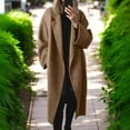 thumbnail image 2 of Trench Coat Winter Coats for Women Women's Winter Double Wool Coat Long Sleeve Notch Lapel Long Trench Coat, 2 of 7