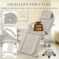 thumbnail image 3 of Facial Tattoo Chair, Esthetician Lash Bed Multi-use Tattoo Massage Table for Artist with Hydraulic Stool, 3-Section Beauty Barber Spa Salon Equipment w/Removable Armrests & Headrest,Grey, 3 of 7