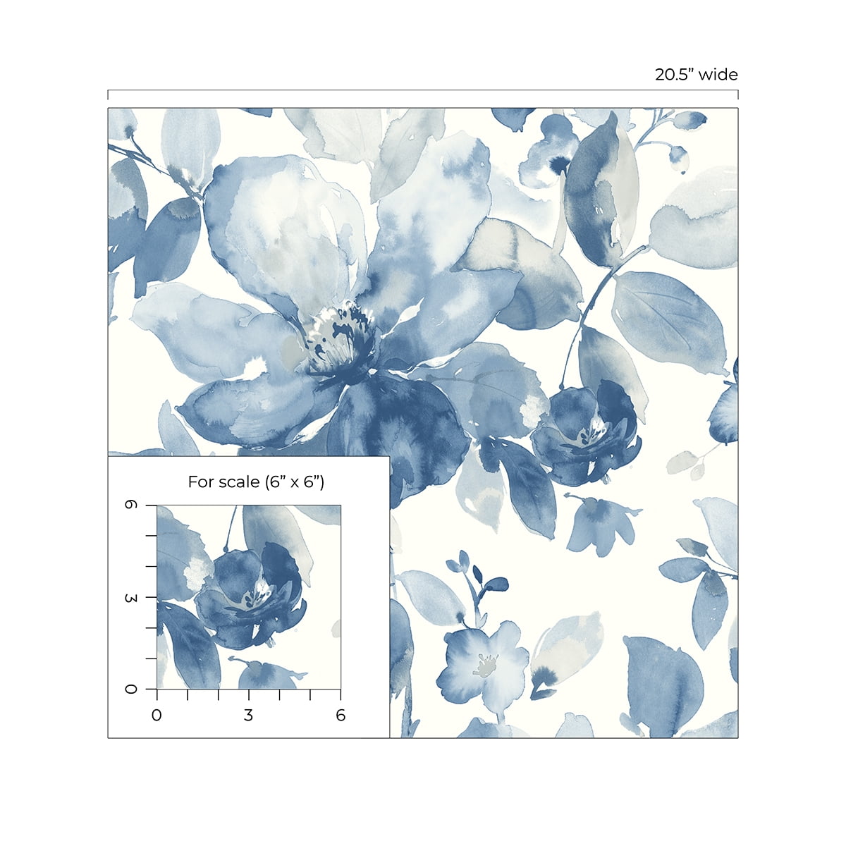 NextWall Bluestone Watercolor Floral Peel and Stick Wallpaper