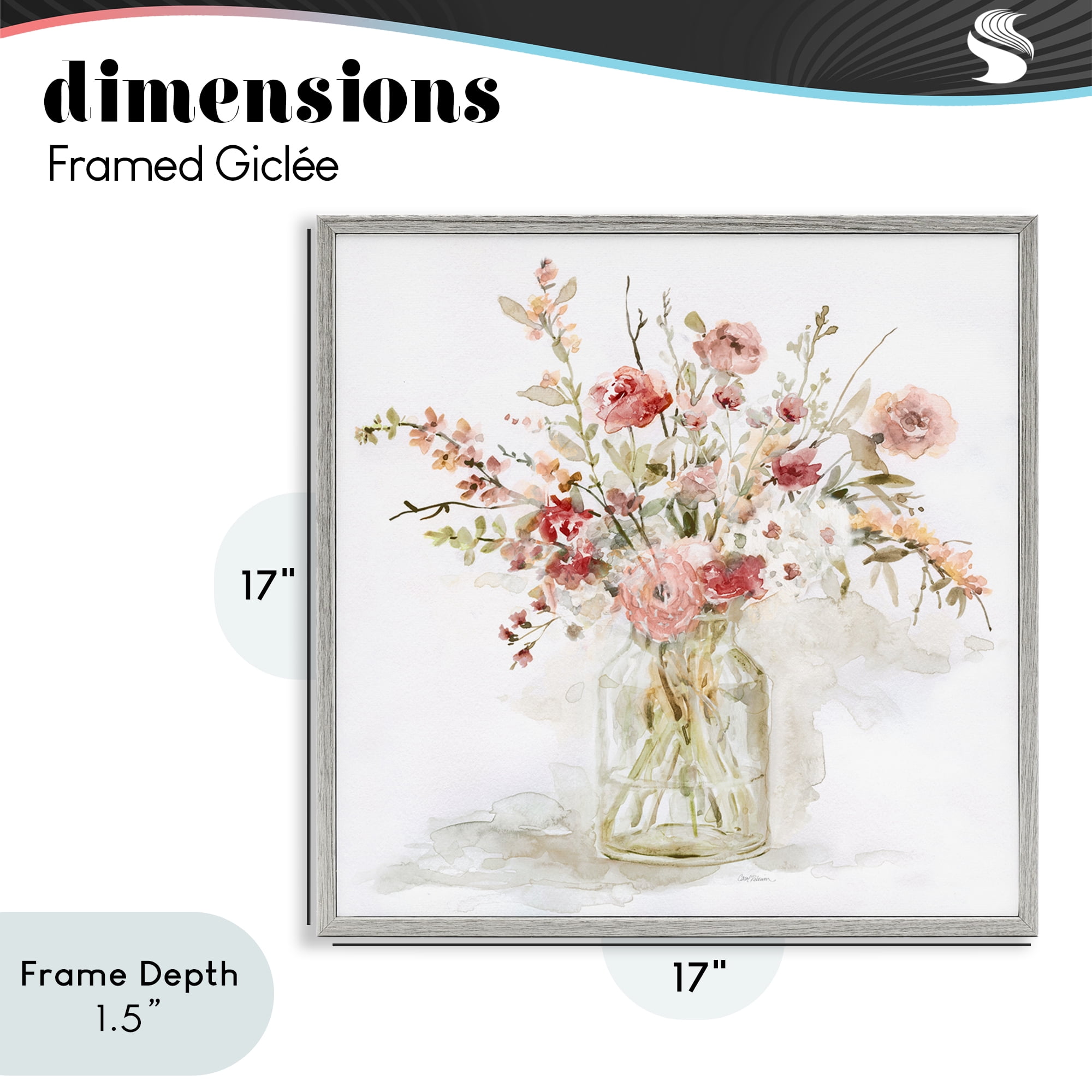 Stupell Industries Springtime Blooms in Glass Vase Gray Framed Giclee Art, design by Carol Robinson