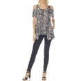 thumbnail image 2 of White Mark Short Sleeve Cold Shoulder Snake Print Tunic Top, Women's, S-XL, 2 of 6