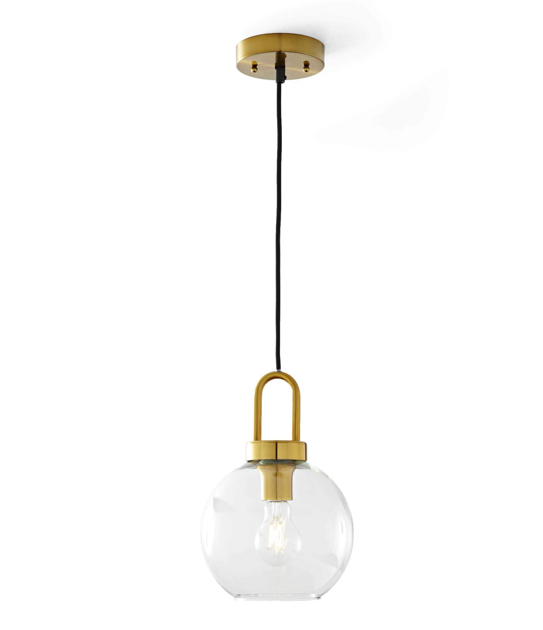 Better Homes & Gardens 59” Golden Pendant Ceiling Light, Metal Base Glass Shade, Cord Adjustable CA